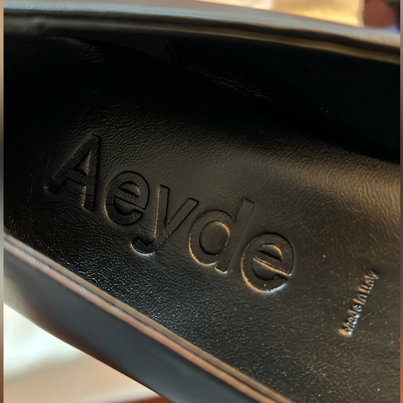 NIB Aeyde Tom Square Toe Calf Leather Black Penny Loafer - Picture 8 of 14